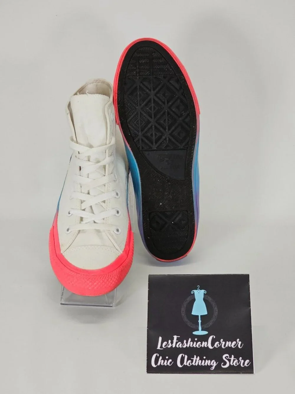 Converse  Junior White Cotton Chuck Taylor All Star Rainbow Sneakers Size 6 2043 - Picture 3 of 16